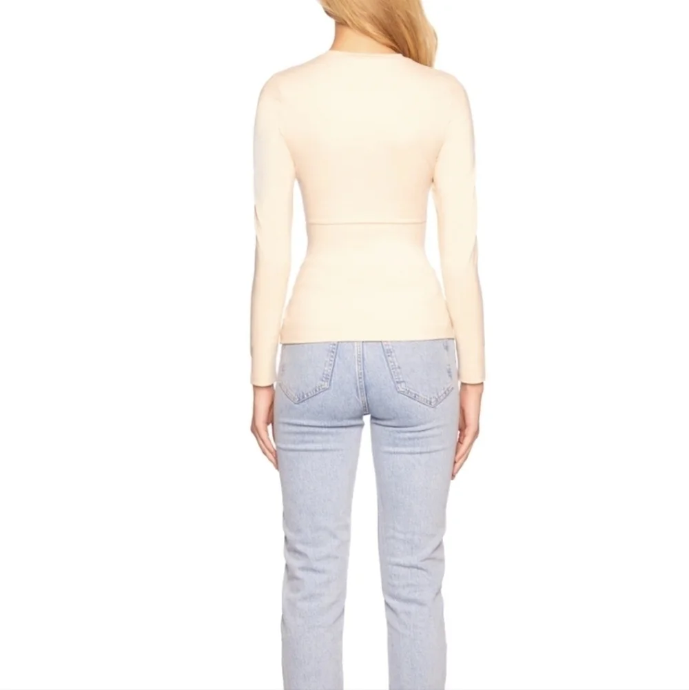 Susana Monaco faux wrap long sleeve top off-white size small NWT